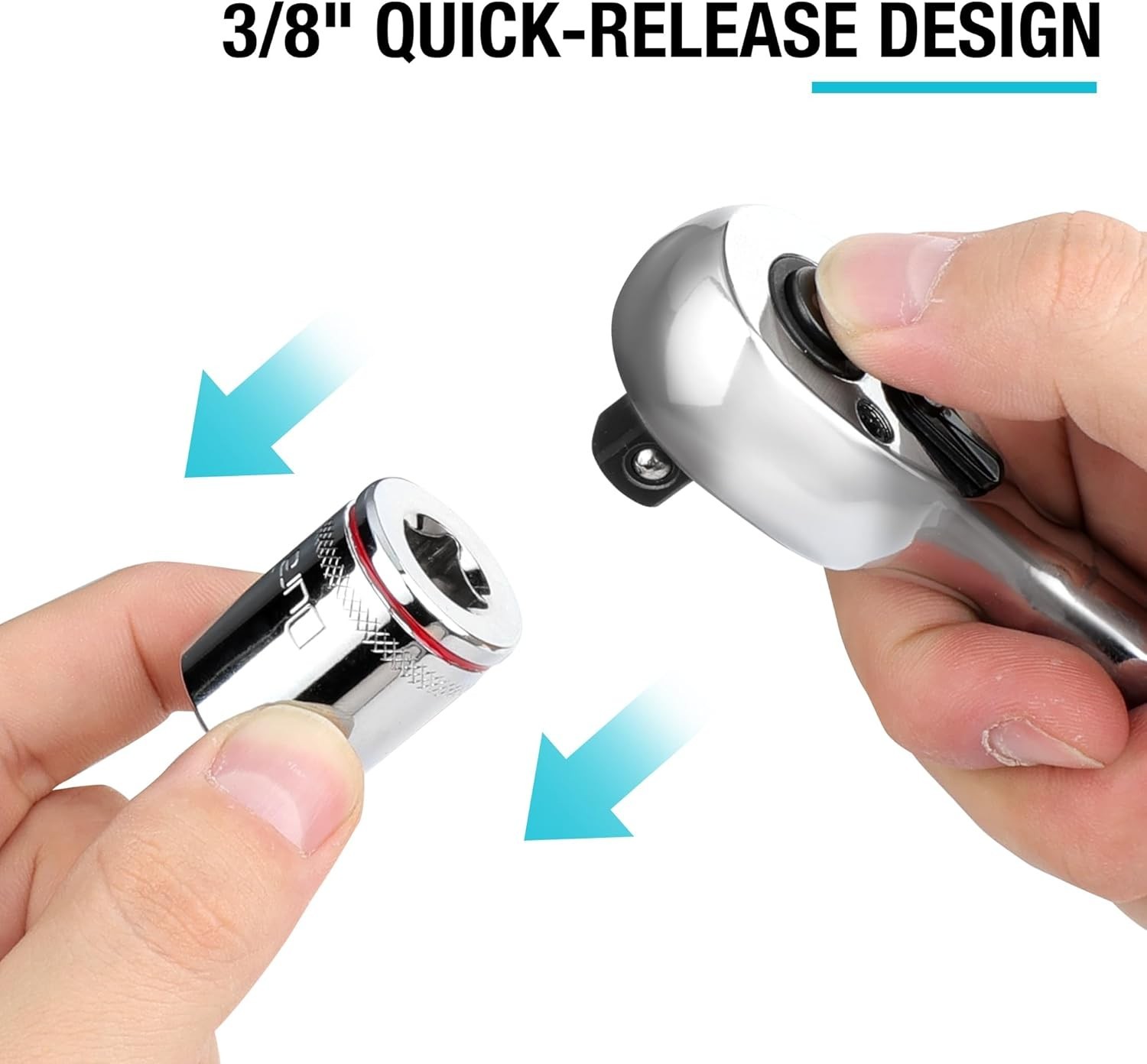 3/8-Inch Extendable Ratchet Wrench - 90-Tooth Quick Release with Cushion Handle