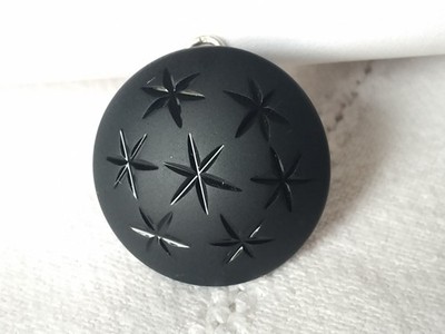 ANTIQUE 19TH CENTURY SOLID SILVER stars black glass or jet pendant