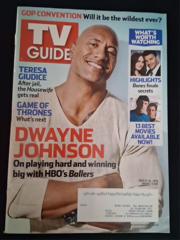 TV Guide July 11, 2016 "The Rock" on the cover