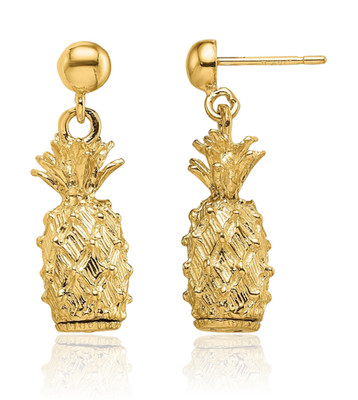 14K massives Gelbgold Medium Hawaii Ananas Ohrhänger 21,25 mm 7/8