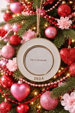 Pottery Barn 2024 WHITE Dated Enamel Round Framed Ornament - NIB