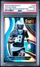 2020 PANINI SELECT 2021 XRC PRIZM REDEMPTION #418 JAYCEE HORN PSA 10