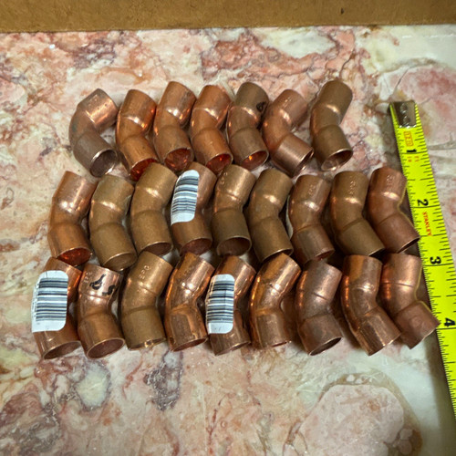 Mixed LOT 25 Copper 90° Elbow plumbers Pipe Fittings 3/8” new old stock plumbing