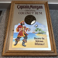 Vintage CAPTAIN MORGAN Coconut RUM Mirror 15.5" X 21.5" Bar Decor Nice! Bar