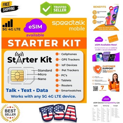 SIM Card Starter Kit, Smartphone Cell Phone, GPS Tracker and IoT, Plan Starti...