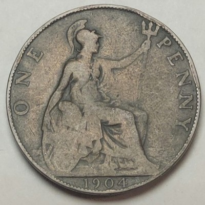 1904 One Penny United Kingdom Edward VII Coin ~ KM#794 ~ 30.8MM ~ GB75