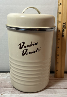 2010 Retro Style Dunkin Donuts Coffee Metal Canister With Lid 