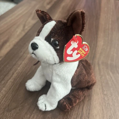 Ty Beanie Baby SPORT Brown Boston Terrier Vintage Stuffed Animal Plush 2002 NWT