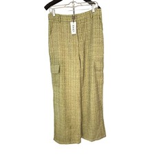 NWT Cider, Green, Cargo Pockets, Wide Leg Pants, Flat Front Pockets, Size Lrg