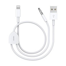 2 In 1 Usb Charging Audio Cable For Iphone Ipad 3.5Mm Aux Plug And Play 3.94Ft