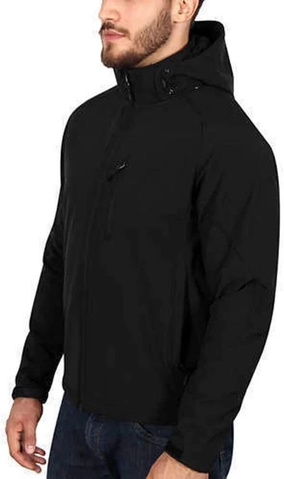 Kirkland Men's Fleece Lined Softshell Detachable Hood Jacket (BLACK EMBO XL) NWT - Image 2 of 4