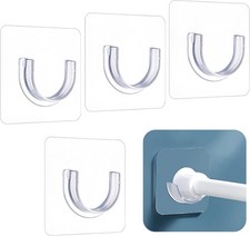 4Pcs Adhesive Shower Curtain Rod Holder, No Drilling Transparent Shower Rod