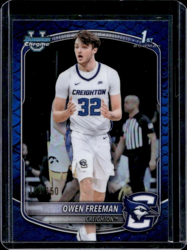 2025-26 Bowman Owen Freeman Chrome Reptilian Blue Refractor 1st #/150 Bluejays