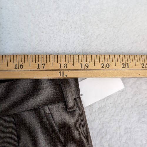 NUOVO Brooks Brothers 100% lana pantalone uomo 38x37 plissettato MARRONE carriera senza orlo - Foto 3 di 9