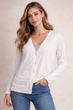 Gap Women  s White Button Front Knit Cardigan Sweater XS Pockets V-Neck