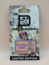 Disney 40th Year Anniversary WDW Minnie & Its A Small World 3-D Pin LE 1500 RARE