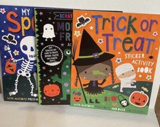 Set of 3 New Halloween Sticker Activity Books, 500 Stickers, Scratch Sparkle