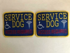 2- SERVICE DOG Hook&Loop Embroidered Patches 4" x 3" FREE SHIPPING!
