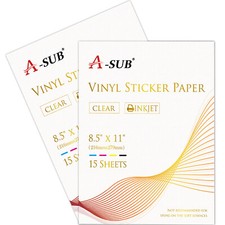 30 Sheet A-SUB Printable Vinyl Clear Sticker Paper for Inkjet Printer Waterproof