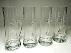 4 Crystal Flower Etched Bohemian Glass Czechoslovakia Liqueur Cordial Shot-1950s — photo 4