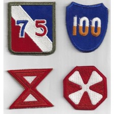 Lot of 4 U.S WW2 patches 10 & 8th ARMY 100 &75 DIVISION A-169