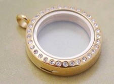 ROUND CRYSTAL LIVING MEMORY LOCKET STAINLESS STEEL for Floating Charm PRO2 gold
