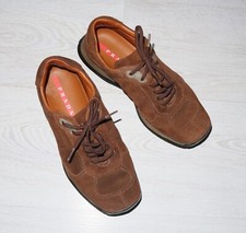 PRADA Womens Vintage Sport Brown Leather Sneakers Shoes Size 36