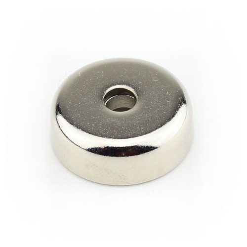 10 PINZAS PLANAS NEODIMIO IMANES DE OLLA D20x7 MM CON REDUCCIÓN DE PERFORACIÓN 9 KG TORNILLOS - Imagen 3 de 4