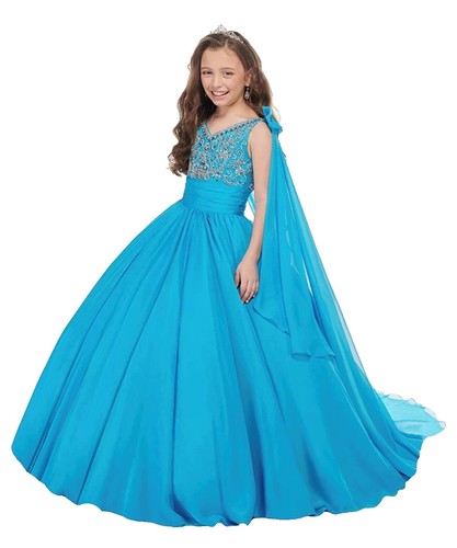 New Tony Bowls Size 6 Beaded Mermaid Blue Pageant Prom Formal Dress Gown |  eBay