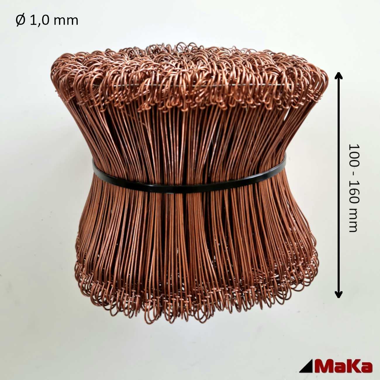 100 - 1000 Stück Drilldraht Betonbindedraht verkupfert 100/120/140/160x1,0 mm