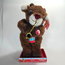 Dan Dee Rudolph the Red Nosed Reindeer Saxophone Light Up Dancing Plush Works 