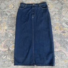 Vintage 90s Denim Maxi Skirt Blue Jean Modest Back Slit 12 Vintage Tag 14