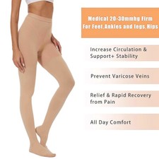 Women High Support Pantyhose Moderate 20-30mmHg Compression Stockings Hose S-XL
