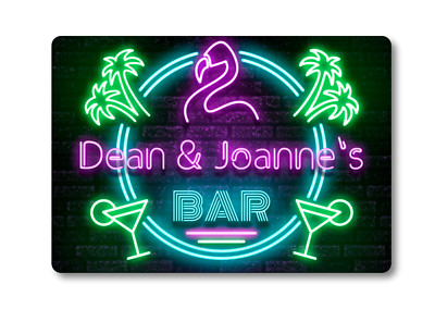 Personalisiertes Barschild METALL Plakette 80er Jahre Neon Cocktail Style. Home Pub 80er Jahre 
