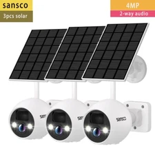 3pcs 4MP Wireless Solar Powered Camera WiFi Audio for Sansco CCTV System