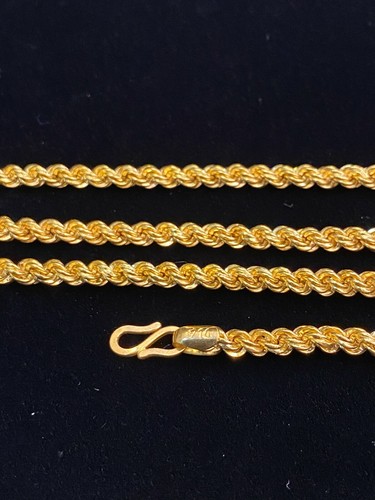 Vintage Dubai Handmade Unisex Rope Chain Necklace In 916 Stamped 22K Yellow Gold - Picture 5 of 12