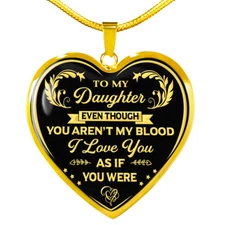To My Stepdaughter Necklace Heart Pendant Gift From Stepmom Stepdad For Daughter
