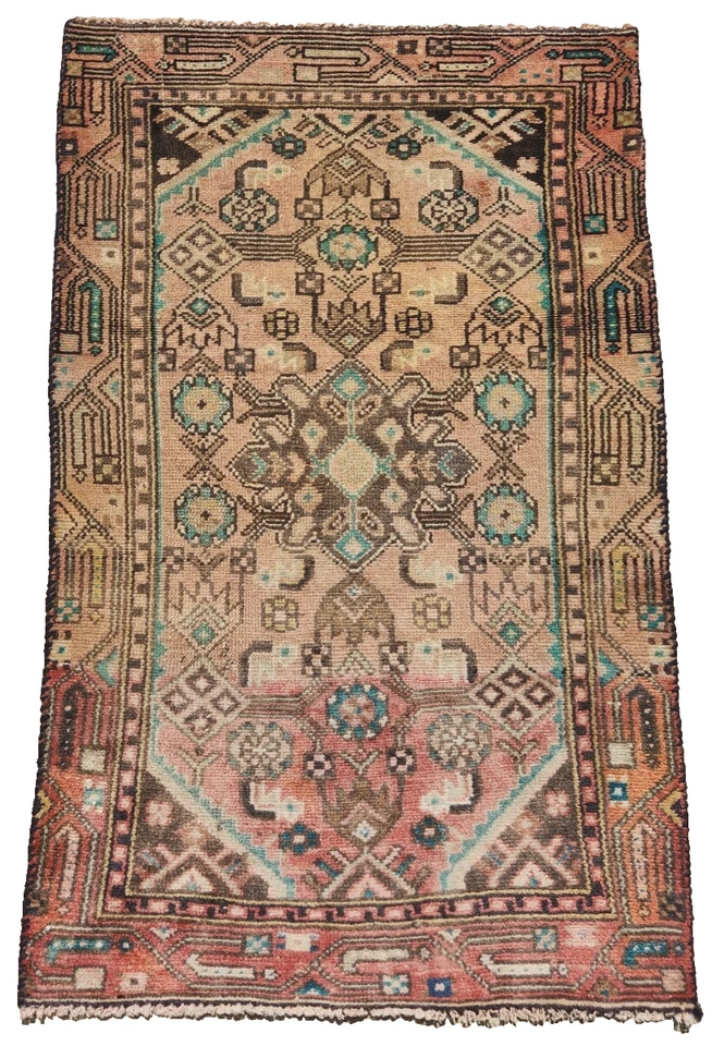 3'7"x2'2" ANTIQUE HAND KNOTTED CAUCASIAN KAZAK SERAPE TRIBAL WOOL RUG RUNNER - Image 2 of 4