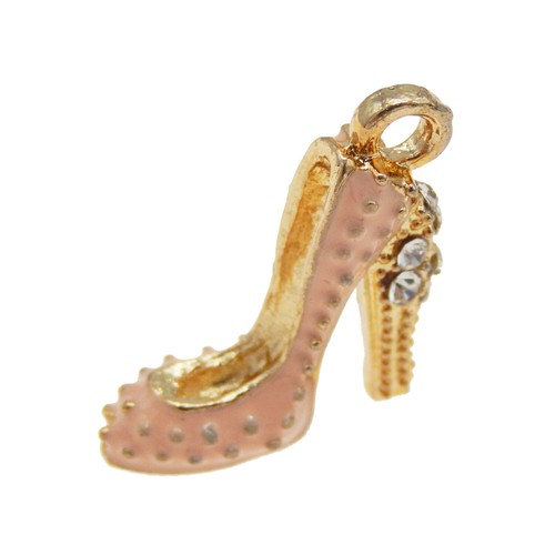 16 pz metallo rosa smalto strass tacchi a spillo ciondolo charm 18x14 mm - Foto 2 di 5