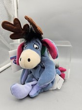 Winnie the Pooh Raindeer Eeyore Disney Store Plush Bean Bag Figure 9" Beanie