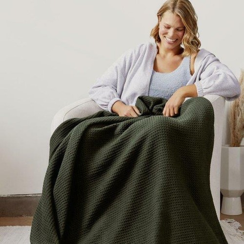 arhaus waffle knit throw blanket