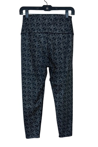 Carbon38 High Rise 7/8 Legging Size L Womens Floral Print Black Silver Metallic - Picture 2 of 8