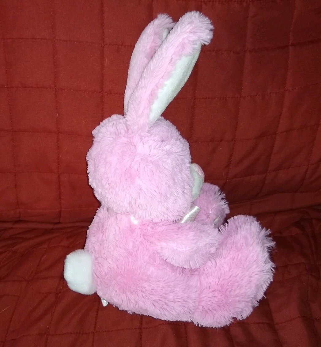Animal Adventure BUNNY RABBIT Pink Soft 12in Plush 2016 White