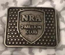 Vtg 1970s NRA 2 MILLION CLUB NATIONAL RIFLE ASSOCIATION BELT BUCKLE Gun rights
