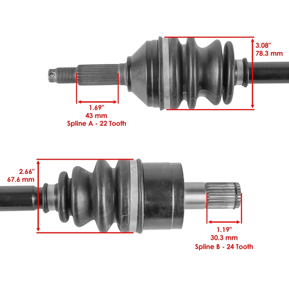 Front Left And Right CV Joint Axles for Kawasaki Teryx 750 KRF750 4X4 2008-2013 - Image 3 of 4