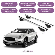 ERKUL Roof Rack Cross Bars for Infiniti QX30 2017-2019 with Flush Rails - Silver