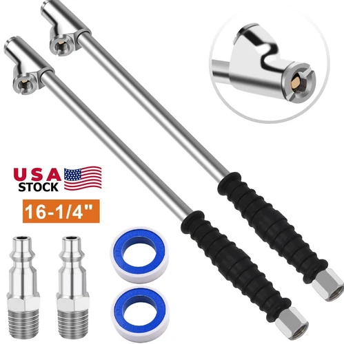 2×Dual Head Air Chuck 1/4" FNPT Straight Foot Lock On Truck RV Tire Inflate Chuc - Picture 1 of 17
