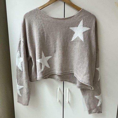 shein star sweater, drop shoulder, off 