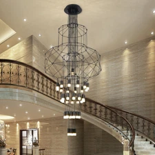 Modern villa simple compound large chandelier loft staircase LED long Lighting B