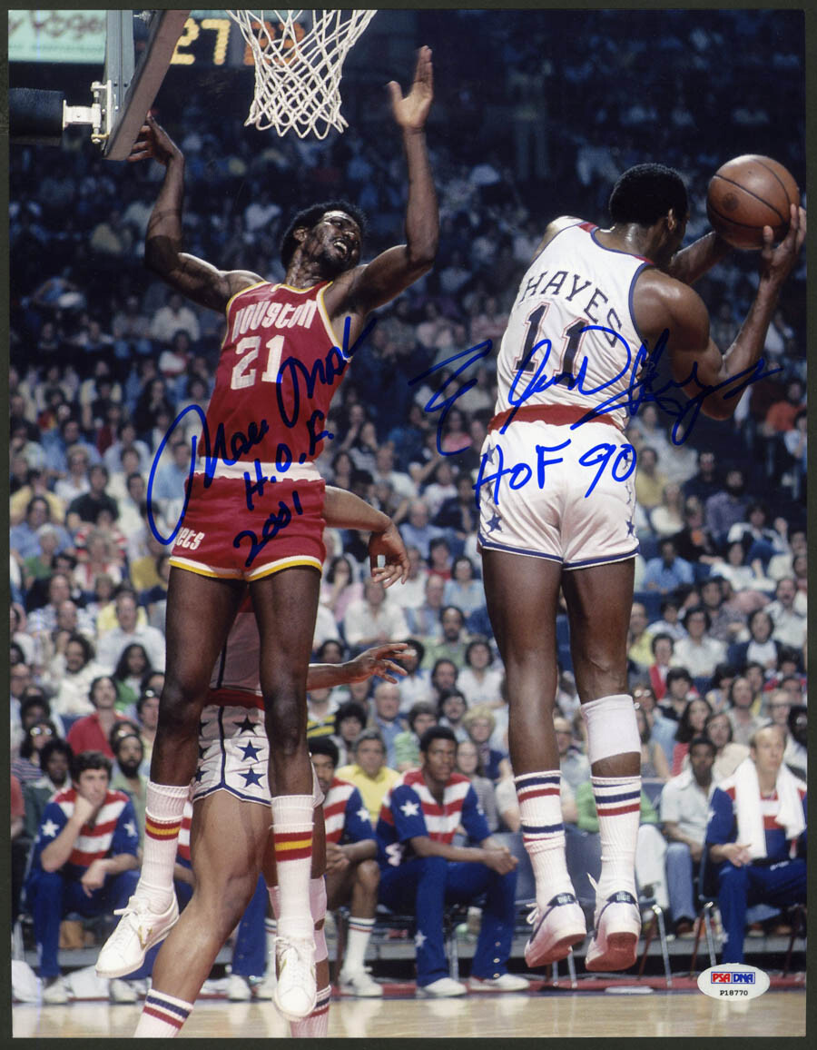 Elvin Hayes Autographed Signed Houston Rockets Moses Malone 11x14 Photo + HOF Bullets PSA/DNA 